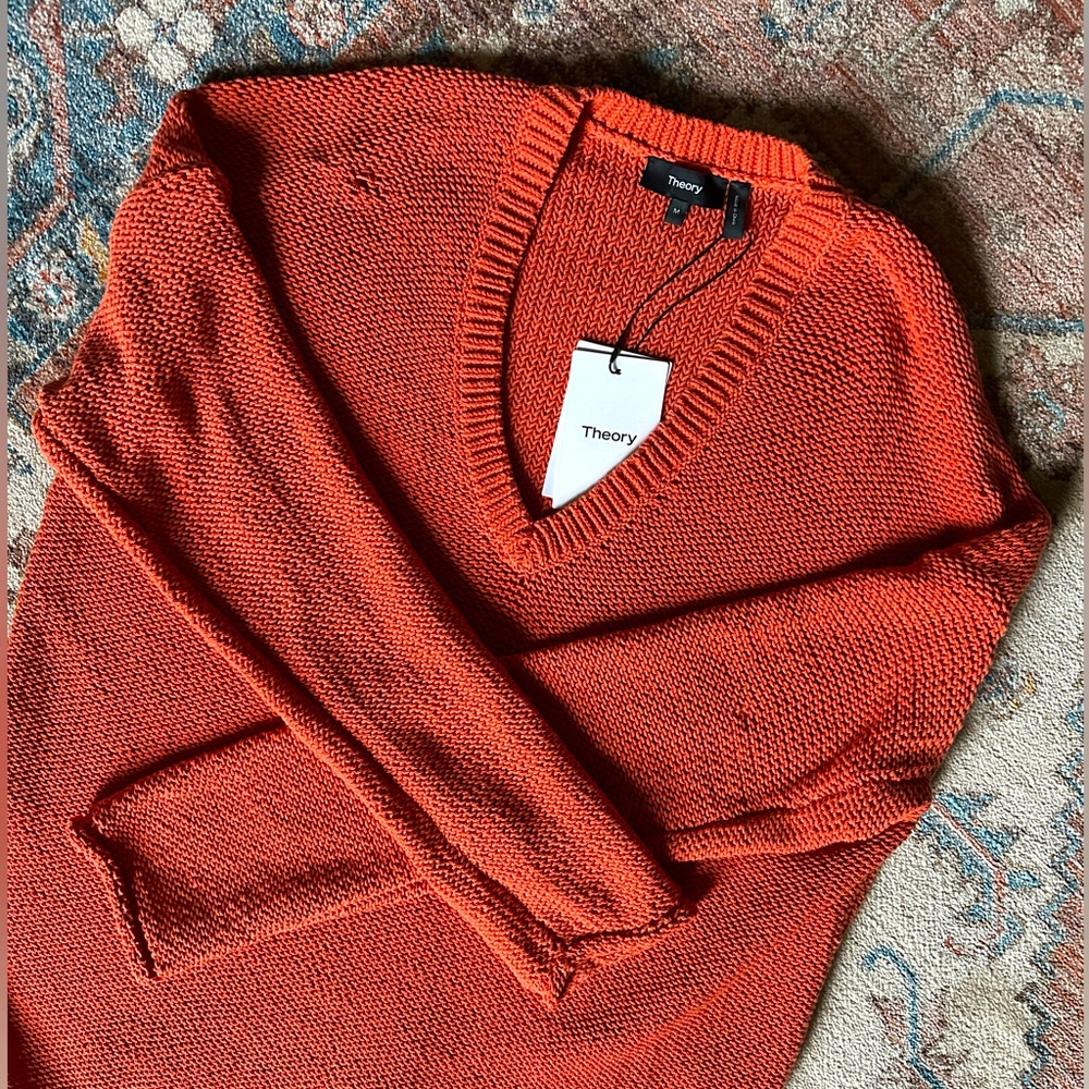 Theory Karenia V-Neck Cotton Sweater